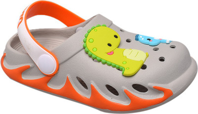 Yellow Bee Boys Sling Back Clogs(Grey , 8-8.5 Years)
