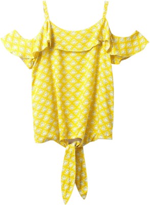Cub McPaws Girls Casual Rayon Top(Yellow, Pack of 1)