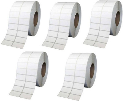 youtech Label 50x25 (Chromo) Barcode Labels Stickers, 3000 Label in Roll, 2up Paper Label Set of 5 Roll chromo Paper Label(White)