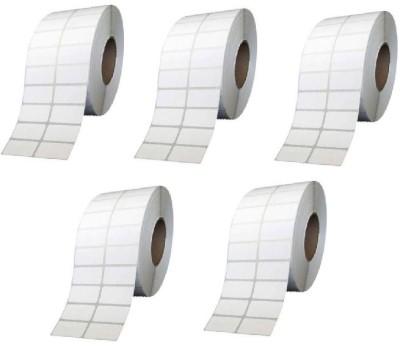 youtech 50 mm X 25 mm, (White) Direct Thermal Barcode Labels (DT), Set of 5 Roll, 3000 Labels In Roll, No Need Carbon Ribbon, Paper Label ,2’’up (Smooth White) dt Paper Label(White)