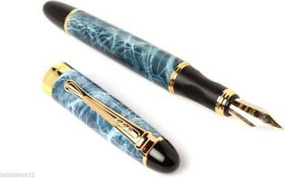 Levin jinhao x450 fountain pen Gold Leaf Light Blue Medium Nib With golden Trims Fountain Pen(Ink Color - Blue)