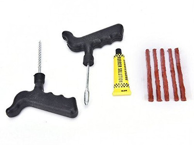 SHREEJIIH Car Bike Auto Tire Puncture Plug Repair Tool Kit with Glue Suitable for Tubeless Tyre Safety Strip Tubeless Tyre Puncture Repair Kit