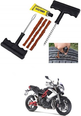 PRTEK Tubeless Bike Tire Repair Kit – Fix and Plug Flat Bicycle Tubeless Tire Punctures Fast, Includes Reamer, Insertion Tool,Tire Strip Plugs for Mountain Road Bike Cycling A166 Tubeless Tyre Puncture Repair Kit