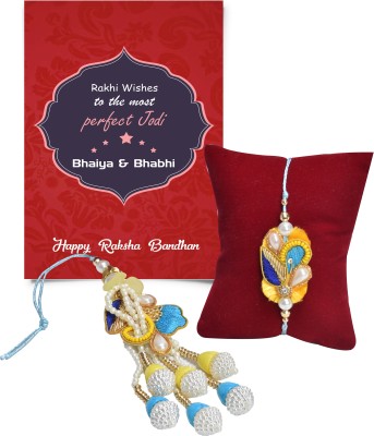 Chandrika Pearls Lumba, Rakhi, Greeting Card  Set(1 lumba rakhi set, 1 Greeting Card)