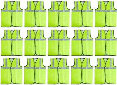 Japsin Safety Jacket with Good Quality reflecting Tap Pack of 15 Safety Jacket(Green)