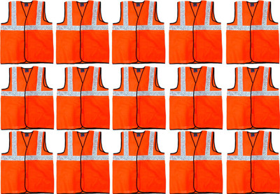 Japsin Safety Jacket with Good Quality reflecting Tap Pack of 15 Safety Jacket(Orange)