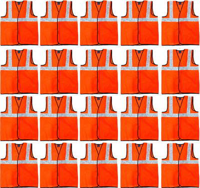 Japsin Safety Jacket with Good Quality reflecting Pack of 20 Safety Jacket(Orange)