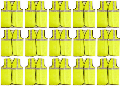 Japsin Safety Jacket with Good Quality reflecting Tap Pack of 15 Safety Jacket(Yellow)