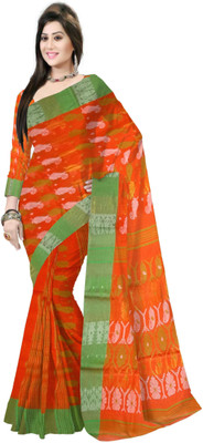 Pradip Fabrics Self Design Tant Cotton Blend Saree(Orange)