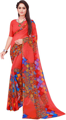 Suali Printed Daily Wear Georgette Saree(Red)