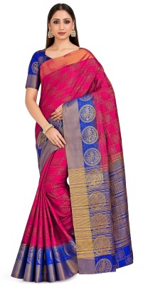 MIMOSA Woven Banarasi Tussar Silk Saree(Pink)