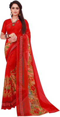 Suntex Printed Bandhani Georgette Saree(Red)