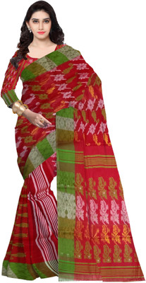 Pradip Fabrics Printed Tant Cotton Blend Saree(Maroon)
