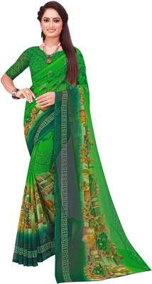 Suali Printed Daily Wear Georgette Saree(Green)