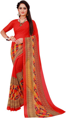 Suntex Printed Bandhani Georgette Saree(Red)