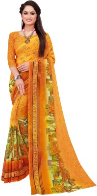 Saadhvi Printed Bollywood Georgette Saree(Yellow)