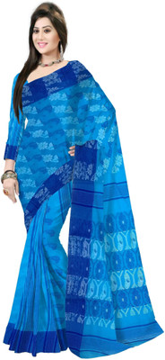 Pradip Fabrics Self Design Tant Cotton Blend Saree(Blue)