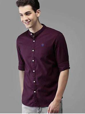 SK Fashion Men Self Design Casual Purple Shirt