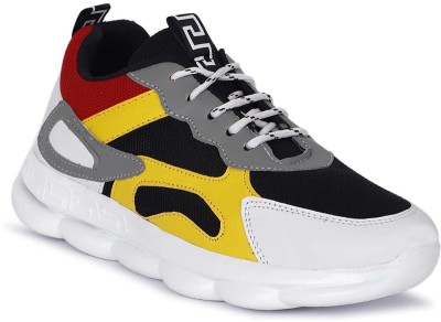 BAUCHHAAR sports shoes for men | Latest Stylish Casual sneakers for men | Lace up lightweight shoes for running, walking, gym, trekking, hiking & party Running Shoes For Men | Running Shoes For Men (Black) For Men(White, Yellow , 8)