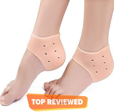 Wishland 3 Pair Silicone Gel Heel Socks for Dry Cracked Heels Repairs Dead Skin Unisex Heel Support(Beige)