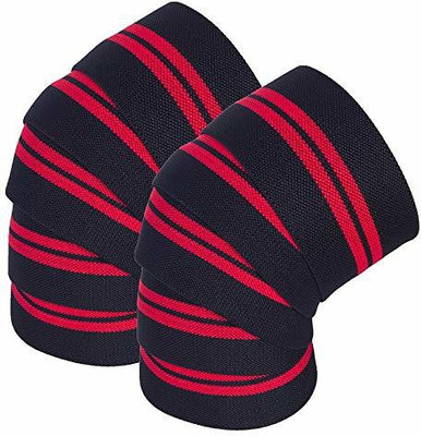 GymWar Weight Lifting Professional Knee Wraps Heavy Duty Elastic Compression Support Knee Support(Red)