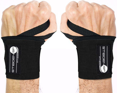 STEIGEN FITNESS Weight Lifting Wrist Power Support Wraps For Gym (PACK OF 2) BLACK Wrist Support(Black)