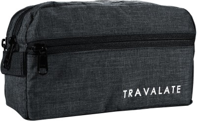 Travalate Toiletry Travel Bags Shaving Kit/Pouch/Bag for Men and Women, 1 Main Compartment with Front Pocket and Back Pocket - Grey (24 X 10 X 13 cm) Travel Toiletry Kit(Grey)