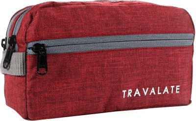 Travalate Toiletry Travel Bags Shaving Kit/Pouch/Bag for Men and Women, 1 Main Compartment with Front Pocket and Back Pocket - Grey (24 X 10 X 13 cm) Travel Toiletry Kit(Red)