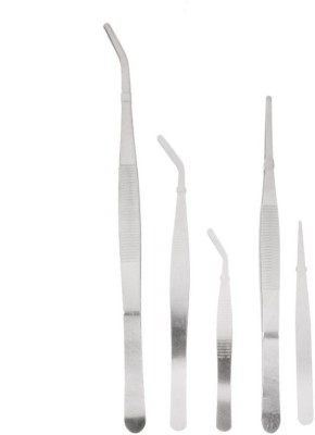 ALIS PROFESSIONAL Imported Set of 5Pcs Stainless Steel Tweezers Anti Static Bonsai Gardening Tool Kit