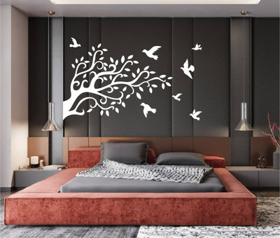 MINIDECOR 202 cm BIRDS ON TREE Self Adhesive Sticker(Pack of 1)