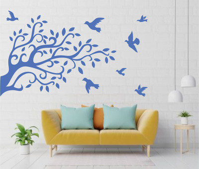 MINIDECOR 202 cm BIRDS ON TREE Self Adhesive Sticker(Pack of 1)