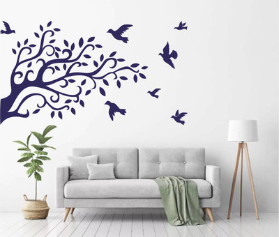 MINIDECOR 202 cm BIRDS ON TREE Self Adhesive Sticker(Pack of 1)