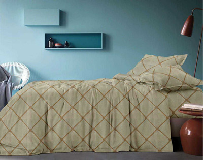 TURIYA Polycotton Double Flat 150 TC Geometric Bedsheet(Pack of 1, Beige)