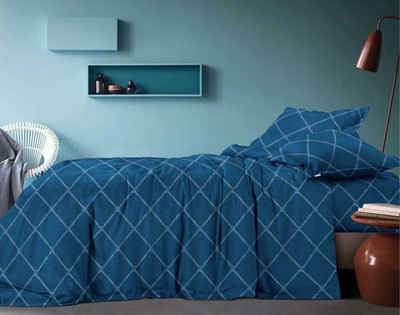TURIYA Polycotton Double Flat 150 TC Geometric Bedsheet(Pack of 1, Blue)