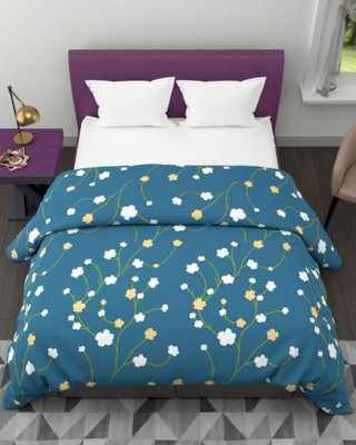 STEVE Floral Double Comforter for  Mild Winter(Microfiber, Cyan)