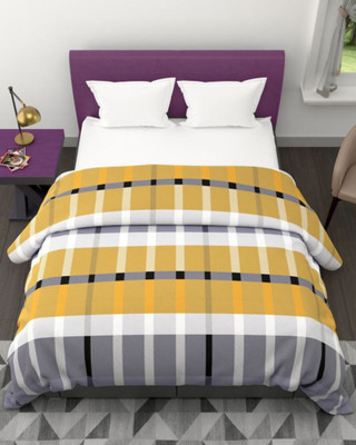KORBIN Striped Double Comforter for  Mild Winter(Microfiber, Grey)