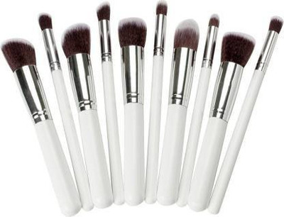 shadespalace 10 PC WHITE MAKEUP BRUSH SET(Pack of 10)