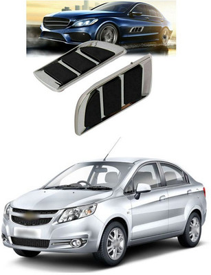 PRTEK Stainless Steel, Plastic Car Door Guard(Black, Silver, Pack of 2, Chevrolet, Sail)