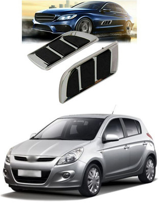 PRTEK Stainless Steel, Plastic Car Door Guard(Black, Silver, Pack of 2, Hyundai, i20)