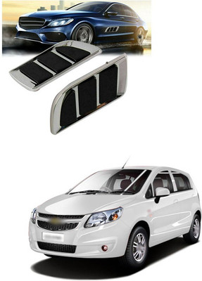 PRTEK Stainless Steel, Plastic Car Door Guard(Black, Silver, Pack of 2, Chevrolet, Sail UVA)