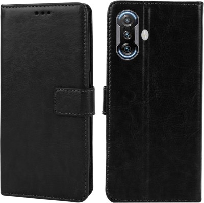 MG Star Flip Cover for Xiaomi Poco F3 GT PU Leather Vintage Case with Card Holder and Magnetic Stand(Black, Shock Proof, Pack of: 1)