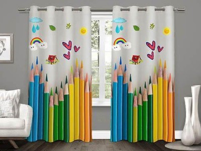 Panipat Traders 213 cm (7 ft) Polyester Semi Transparent Door Curtain (Pack Of 2)(Printed, Pencil)