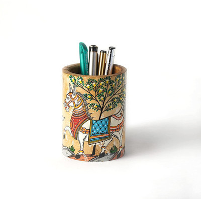 Tailos 1 Compartments Wooden Multipurpose Wooden Pen Stand & Pencil Holder For Office(Brown)