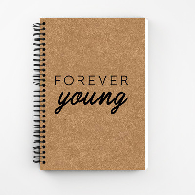 Art Bundle Forever Young Kraft Cover Wiro Bound Spiral Notebook Diary ( 160 Pages Unruled, A5, 90 GSM Natural Shade Paper ) A5 Notebook Unruled 160 Pages(Brown)