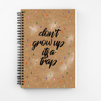 Art Bundle don’t grow up it’s a trap Kraft Cover Wiro Bound Spiral Notebook Diary ( 160 Pages Unruled, A5, 90 GSM Natural Shade Paper ) A5 Notebook Unruled 160 Pages(Brown)