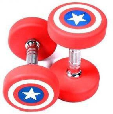 LCARNO Captain America Premium Rubber Coated Dumbbell 10 kg (Set of 2 X 5kg ) Fixed Weight Dumbbell(10 kg)
