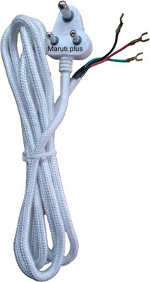 MARUTI PLUS Cotton Protected Copper Wire Cord with 3 pin Plug for Electric Iron 2.5 Meter. Three Pin Plug(White)