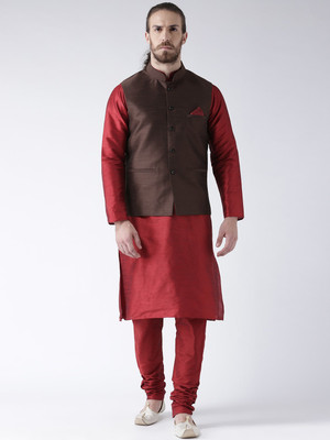 DEYANN Men Kurta Pyjama Ethnic Jacket Set