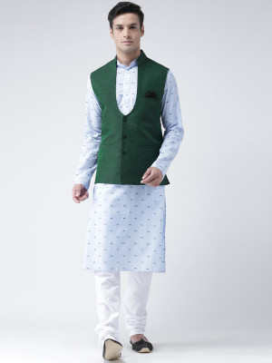 DEYANN Men Kurta Churidar Ethnic Jacket Set