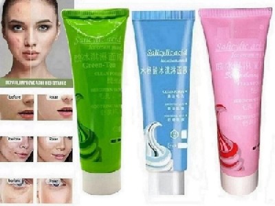 Elecsera Salicylic Ice Cream Skin Brightening & Whitening Face Mask Gel 120 ml Pack of 3(360 ml)